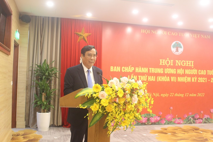 Đồng chí Nguyễn Thanh Bình, Chủ tịch Hội NCT Việt Nam phát biểu chỉ đạo Hội nghị (ảnh: Lê Thành)